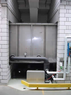 Luftwäscher mit den Funktionen Befeuchten, Entfeuchten, Kühlen.  Die Kühlung / Klimatiserung erfolgt mit Grudwasser.